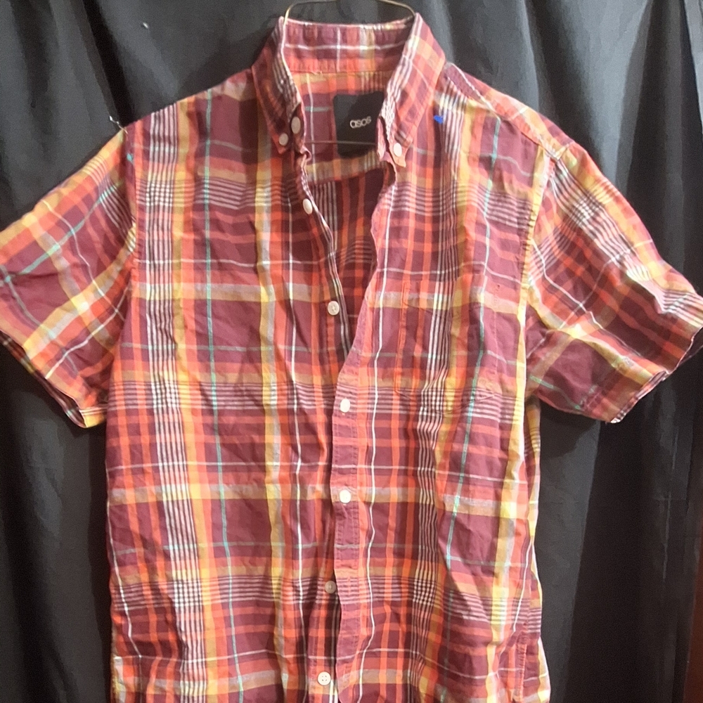 ASOS Red and Yellow Casual Button Down Shirt